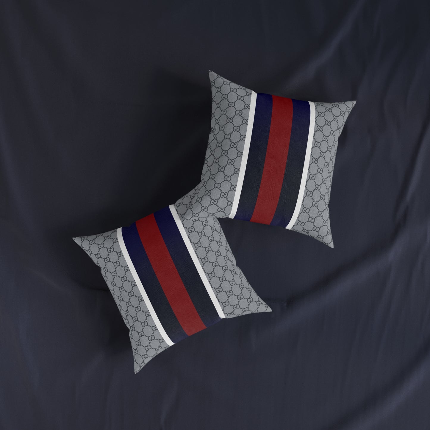 Monogram inspired w/ blue red white stripe